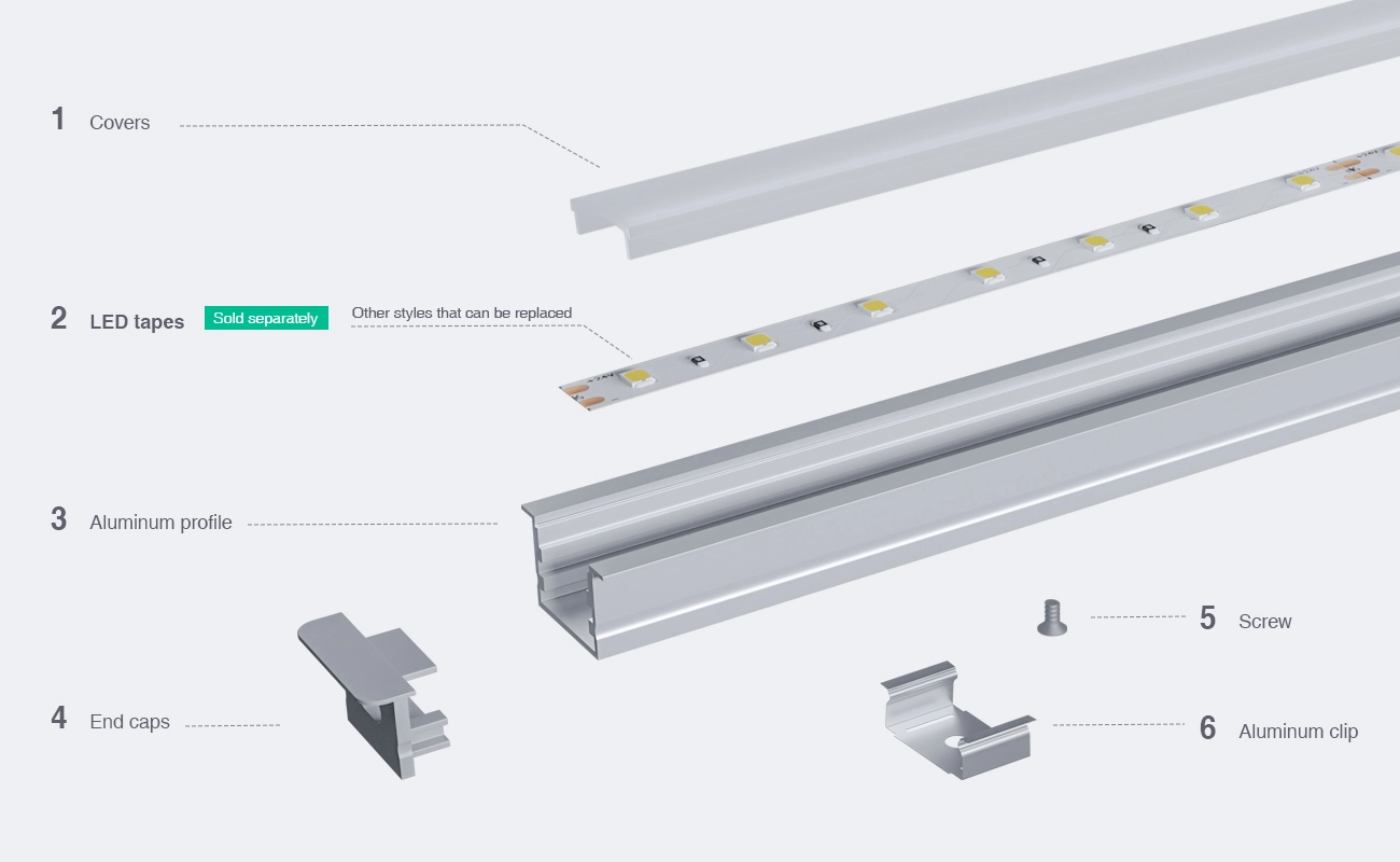 LED Profile - 2 meters compressed covers and caps / CN-SL04 L2000*27.2*15mm - Kosoom SP25-LED Strip Profile--03